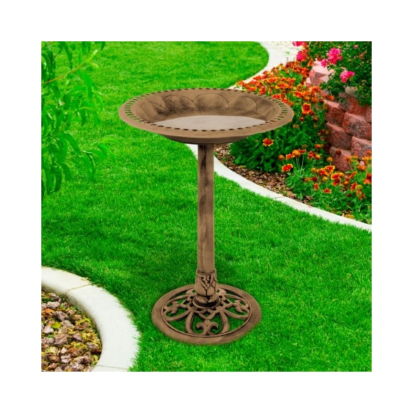 Nature Spring Antique Bird Bath, Weather Resistant Resin with Vintage Scroll Design, for Outdoor Decor (Bronze) 157674CUK - main